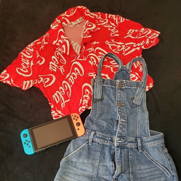 Coca cola button down crop top - Picture 1 of 3